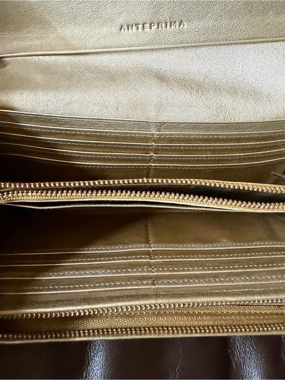 Anteprima Gold Croc-Embossed Clutch Long Wallet GUC - Picture 7 of 14